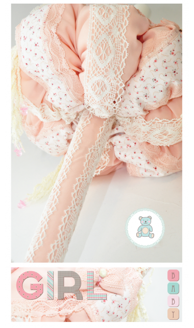 Lumanare de botez pentru fetite, 65x4cm, Povestea unui ursulet 4